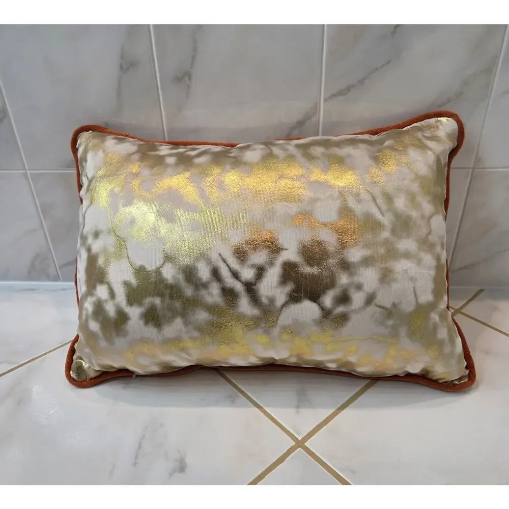 New Set of 2 Fall Autumn Decorative Throw Pillows 20x13 Embroidered Leaf...